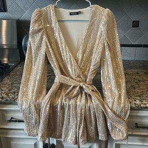 Gold sequin shorts romper